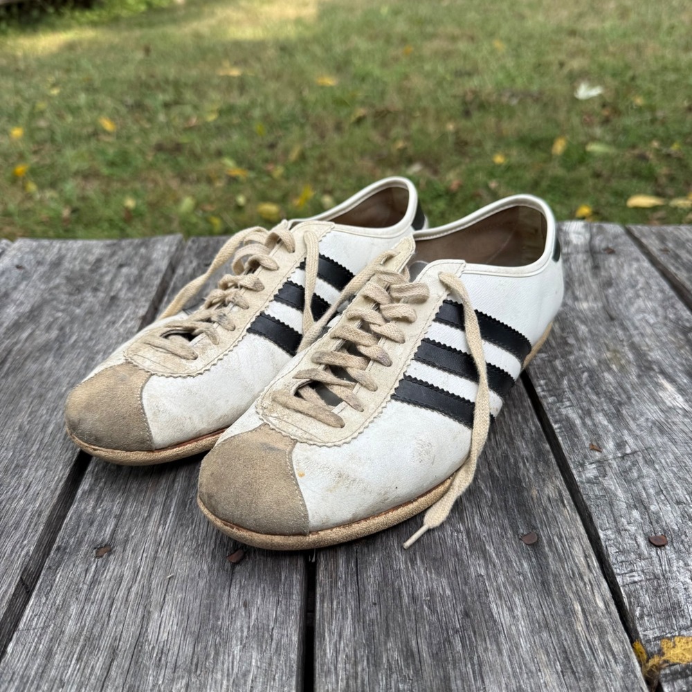 VTG Adidas Gym Sneakers Made in France Leather Trainers Rare Clergy Estate Find